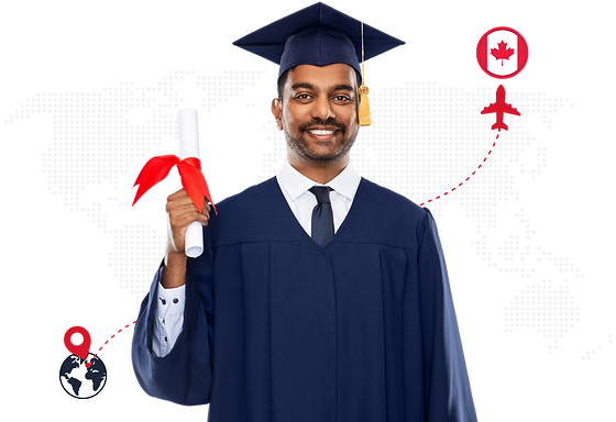 international student celebrating graduation while holding a Post-Graduation Work Permit in Canada, symbolizing new career opportunities